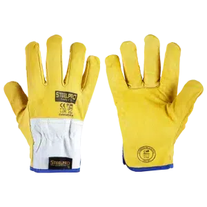 Guante Cuero Driver Amarillo Steelpro